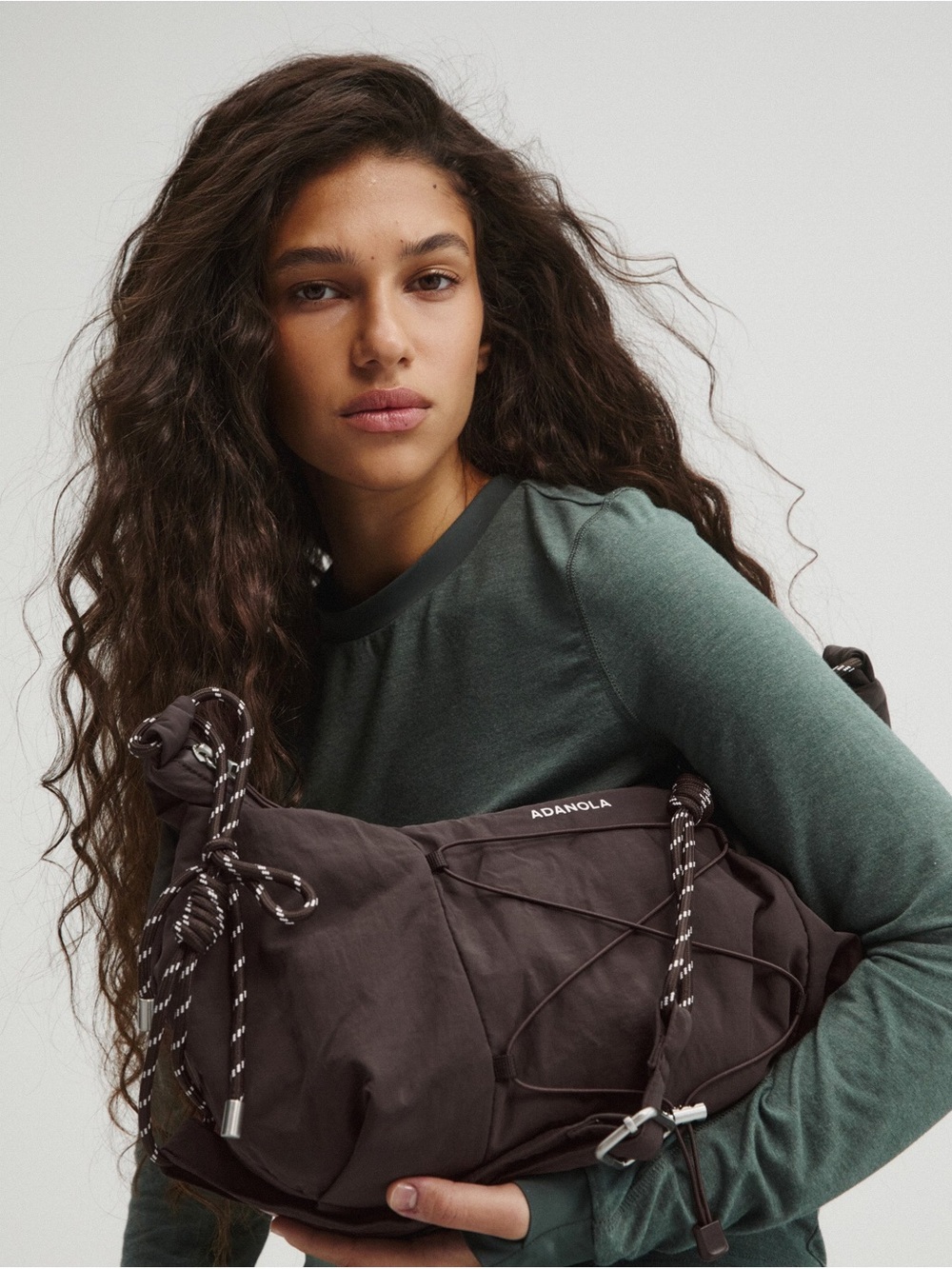 Adanola Black Drawcord Shoulder Bag - Picture 3 of 6